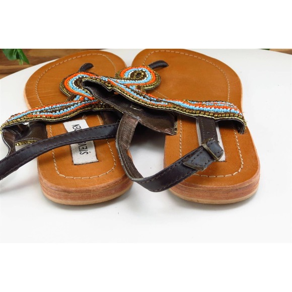 Steve Madden Sz 8.5 M Brown Thong‎ Leather Women Sandals - Picture 5 of 7